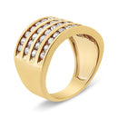 10K Yellow Gold Plated .925 Sterling Silver 1 1/2 Cttw Diamond 4 Row Channel Band Ring (Champagne Color, I2-I3 Clarity) Size 7-4