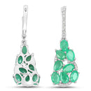 6.69 Carat Genuine Emerald and White Diamond .925 Sterling Silver Earrings-3