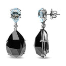 18K White Gold 1/5 Cttw Diamond with Pear Cut Sky Blue Topaz and Pear-Cut Black Onyx Gemstone Dangle Earring (G-H Color, SI1-SI2 Clarity)-3