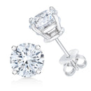 AGS Certified 14K White Gold 1.0 Cttw 4-Prong Set Brilliant Round-Cut Solitaire Diamond Push Back Stud Earrings (H-I Color, SI2-I1 Clarity)-2