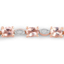 1.38 Carat Genuine Morganite and White Diamond .925 Sterling Silver Bracelet-2