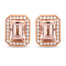 1.82 Carat Genuine Morganite and White Diamond 14K Rose Gold Earrings-1