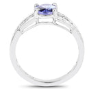 1.27 Carat Genuine Tanzanite and White Diamond .925 Sterling Silver Ring-2