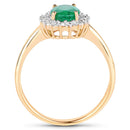 1.39 Carat Genuine Zambian Emerald and White Diamond 10K Yellow Gold Ring-2