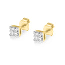 10k Yellow Gold Princess Diamond Quad Stud Earrings (1/4 cttw, J-K Color, I2-I3 Clarity)-3