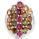 5.89 Carat Genuine Multi Tourmaline .925 Sterling Silver Ring-3
