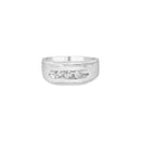 Men's .925 Sterling Silver 1/3 Cttw Diamond Channel Set 3 Stone Ring Band (I-J Color, I3 Clarity) - Ring Size 10-4