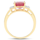 14K Yellow Gold Plated 4.01 Carat Glass Filled Ruby and White Diamond .925 Sterling Silver Ring-2