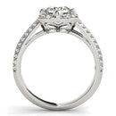 Round Diamond Floral Motif Engagement Ring in 14k White Gold (1 3/8 cttw)-2