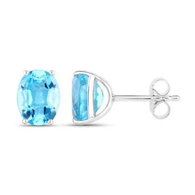 4.00 Carat Genuine Swiss Blue Topaz .925 Sterling Silver Earrings - 0