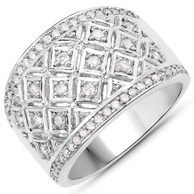 0.52 Carat Genuine White Diamond .925 Sterling Silver Ring