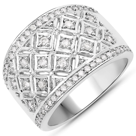 0.52 Carat Genuine White Diamond .925 Sterling Silver Ring