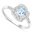 0.46 Carat Genuine Aquamarine and White Diamond 14K White Gold Ring-2