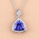 1.71 Carat Genuine Tanzanite and White Diamond 14K White Gold Pendant-3