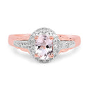 14K Rose Gold Plated 0.73 Carat Genuine Morganite & White Topaz .925 Sterling Silver Ring-3