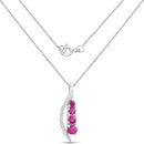 0.43 Carat Genuine Ruby and White Diamond 14K White Gold Pendant-2