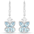 2.60 Carat Genuine Blue Topaz .925 Sterling Silver Earrings-1