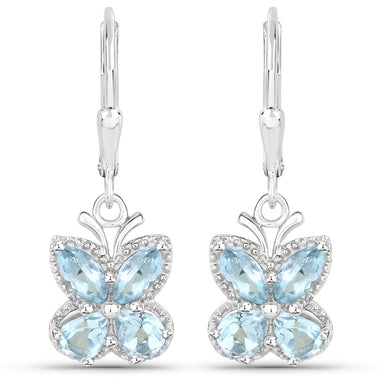 2.60 Carat Genuine Blue Topaz .925 Sterling Silver Earrings