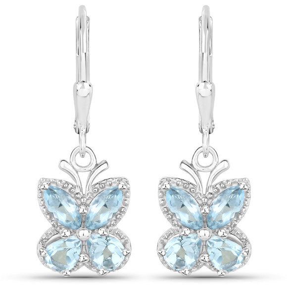 2.60 Carat Genuine Blue Topaz .925 Sterling Silver Earrings