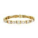 14K Yellow Gold 9.0 Cttw Diamond Alternating Bow and Box Link Bracelet (G-H Color, VS1-VS2 Clarity)- 7"-1