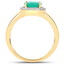 1.87 Carat Genuine Zambian Emerald and White Diamond 14K Yellow Gold Ring-2