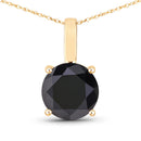 3.12 Carat Genuine Black Diamond 14K Yellow Gold Pendant-1