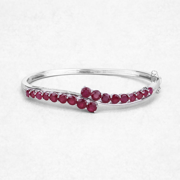 9.10 Carat Glass Filled Ruby .925 Sterling Silver Bangle
