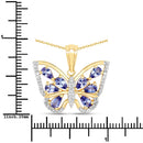 1.75 Carat Genuine Tanzanite and White Zircon .925 Sterling Silver Pendant-3