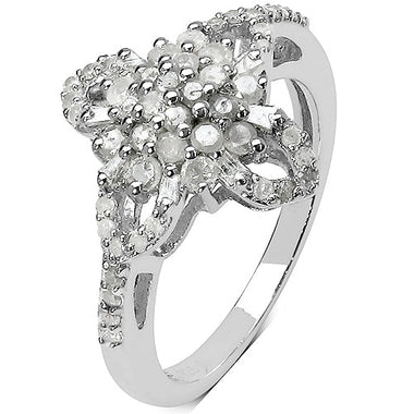0.63 Carat Genuine White Diamond & Yellow Diamond .925 Sterling Silver Ring - 0