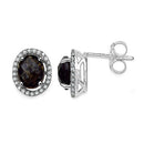 2.39 Carat Genuine White Diamond & Smoky Quartz .925 Sterling Silver Earrings-2