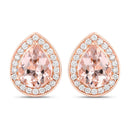 2.03 Carat Genuine Morganite and White Diamond 14K Rose Gold Earrings-1