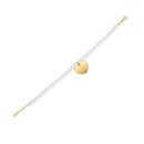 14k Yellow Gold Pearl Heart Charm Bracelet-1
