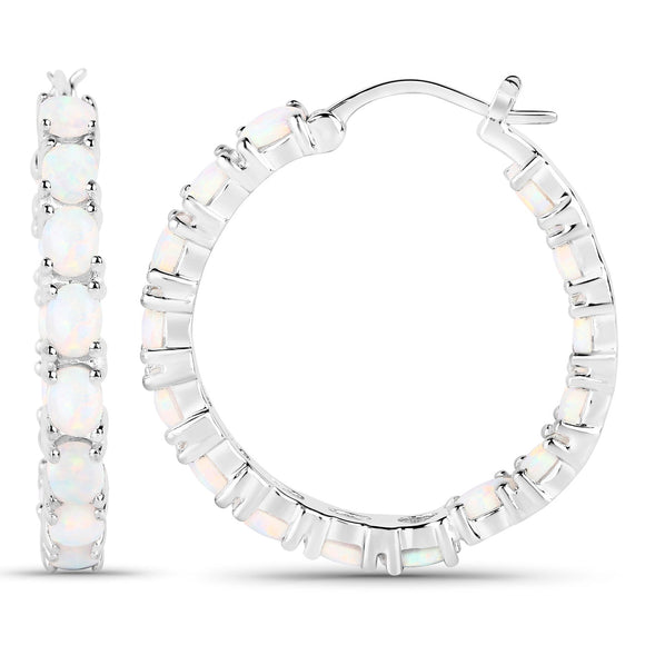 2.05 Carat Genuine Created Opal .925 Sterling Silver Earrings