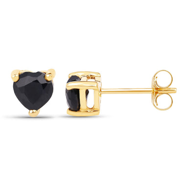 0.70 Carat Genuine Black Sapphire 14K Yellow Gold Earrings - 0