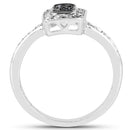 0.36 Carat Genuine Blue Diamond and White Diamond .925 Sterling Silver Ring-2