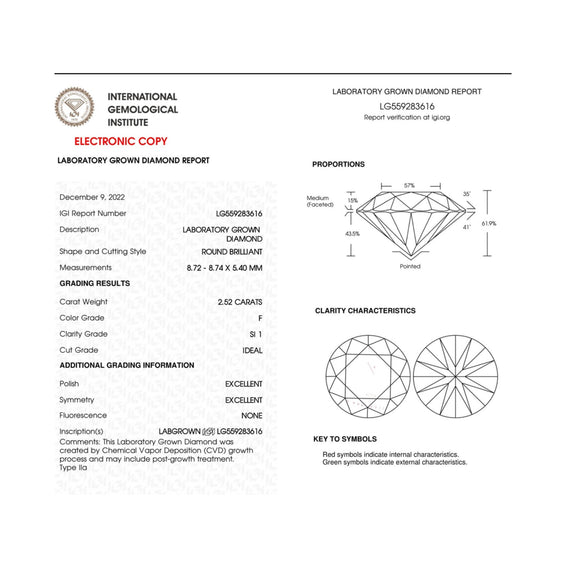 IGI Certified 14K White Gold 5.00 Cttw Round Brilliant-Cut Lab Grown Diamond Classic 4-Prong Stud Earrings with Screw Backs (F-G Color, SI1 Clarity)