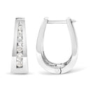 14K White Gold 1/4 Cttw Channel-Set Brilliant Round-Cut Diamond Hoop Earrings (H-I Color, I1-I2 Clarity)-3