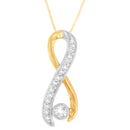 10K Two-Tone Gold 1/5 cttw Diamond Radiant Ribbon Pendant Necklace (H-I, I1-I2)-2
