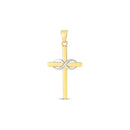 14k Two Tone Gold High Polish Diamond Cut Cross Pendant-2