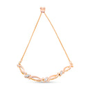 14K Rose Gold Plated .925 Sterling Silver 1/10 Cttw Diamond Alternating Swirl link Bolo Bracelet (I-J Color, I2-I3 Clarity) - 6" to 9" Adjustable-4