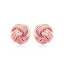 14k Rose Gold Love Knot with Ridge Texture Earrings-4