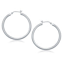 14k White Gold Polished Hoop Earrings (40 mm)-1