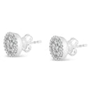 14K White Gold 1.0 Cttw Brilliant-Cut Diamond Halo-Style Cluster Round Button Stud Earrings (H-I Color, I1-I2 Clarity)-4