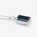 3.55 Carat Genuine Green Tourmaline and White Diamond 14K White Gold Pendant-4