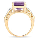 4.83 Carat Genuine Amethyst and White Topaz .925 Sterling Silver Ring-2