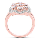 3.06 Carat Genuine Morganite and White Diamond .925 Sterling Silver Ring-2