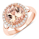 3.61 Carat Genuine Morganite and White Diamond 14K Rose Gold Ring-1