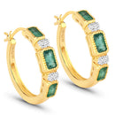 2.40 Carat Genuine Zambian Emerald and White Topaz .925 Sterling Silver Earrings-1