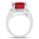6.36 Carat Glass Filled Ruby and White Topaz .925 Sterling Silver Ring-2