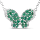 2.80 Carat Genuine Emerald and White Zircon .925 Sterling Silver Pendant-1